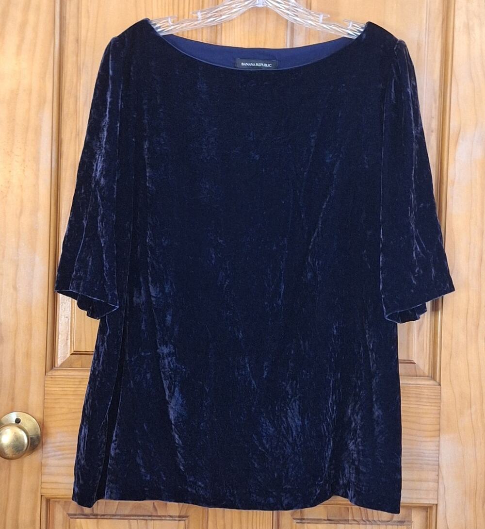 Banana Republic Shirt Women's Large Midnight Velvet Classic Evening Party